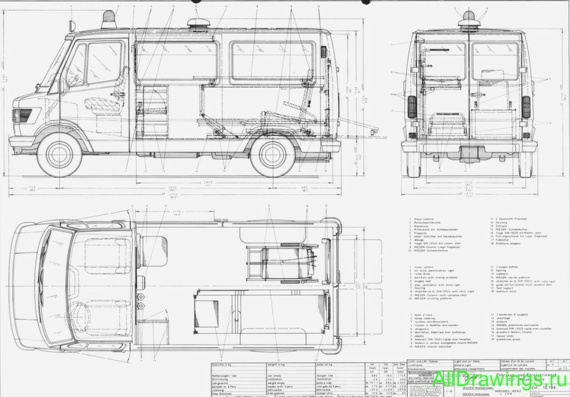 Miesen Mercedes-Benz L208 (Скорая помощь) чертежи (рисунки) грузовика
